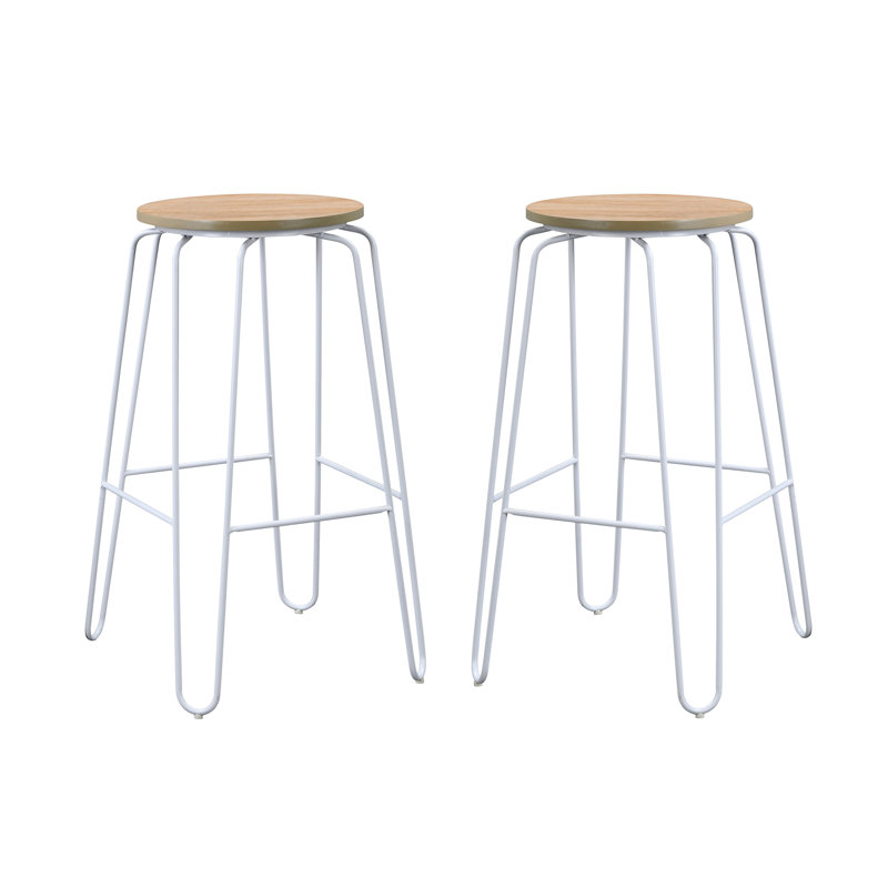 Counter Stool with Metal Frame, Elm, Bar Stool (29" Seat Height), Gold