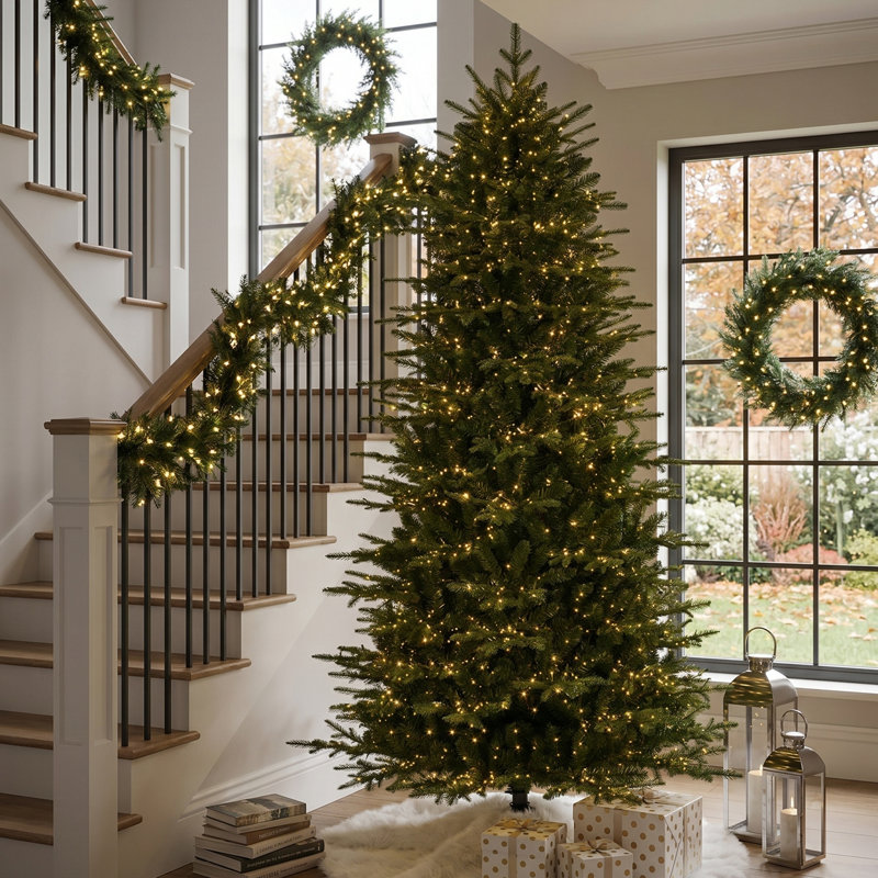 Sapin de Noël artificiel vert 7,5 pi - 680 lumières C3 claires, 10 fonctions avec télécommande, 7.5ft
