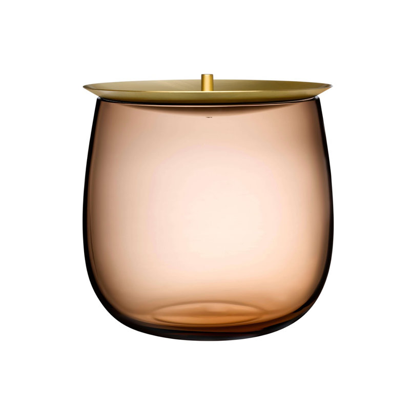Beret Lead Free Crystal Storage Jar,  6.06" H x 6.3" W x 6.3" D, Caramel