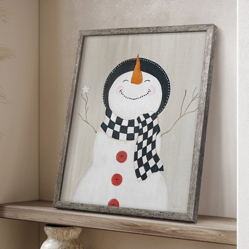 Festive Snowman II, reproduction encadrée - bois massif, H 11 po x l 9 po