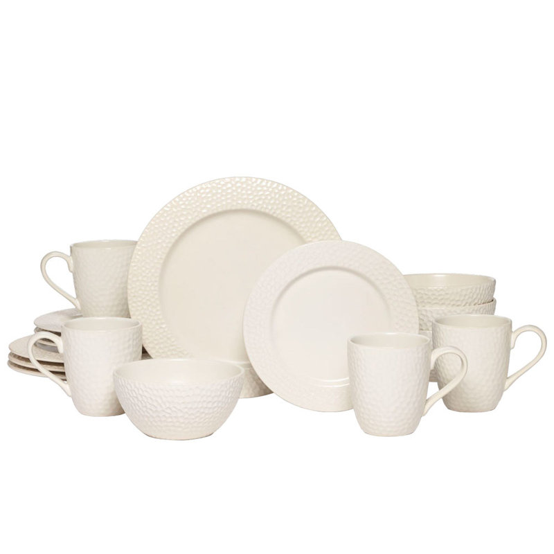 Service de table en grès blanc 16 pièces Gourmet Basics par Mikasa Hayes, service pour 4