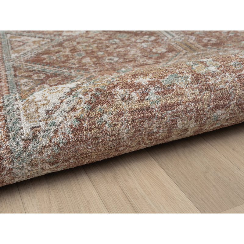 Heritage Power Loomed Polyester Indoor Rug, Rust, 3'3x5'