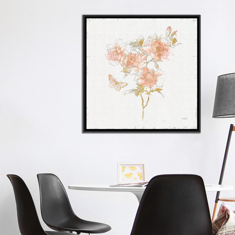 « water fleuris vii », reproduction sur toile, H 18 po x l 18 po x P 1,5 po, Toile avec cadre noir, Pas de tapis