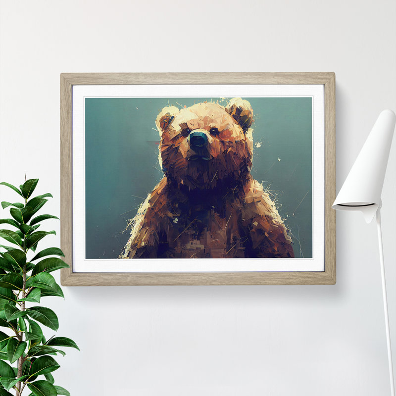 Teddy Bear Vol.3 Abstract 1 Piece Single Picture Frame Wall Art, 46cm H x 64cm W x 2cm D, Light Brown