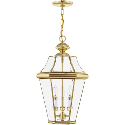 Outdoor Chain Lantern Pendant - Clear Beveled Glass Shade