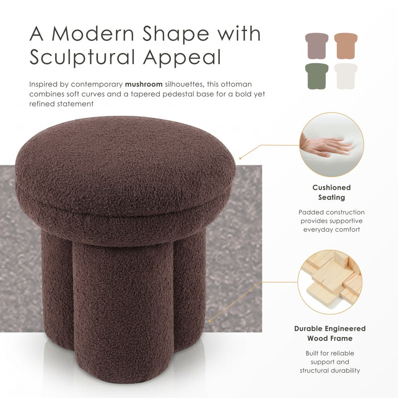 Baumann Mushroom Upholstered Ottoman, Brown