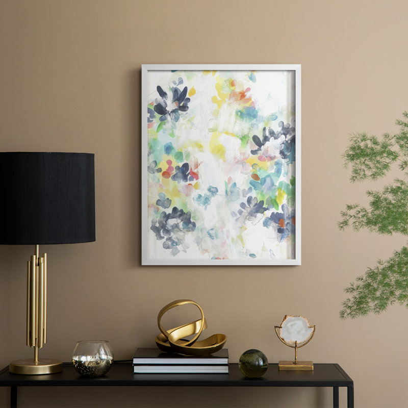 «Wall Flower Patterns II», reproduction encadrée - bois massif, H 11 po x l 9 po, Blanc