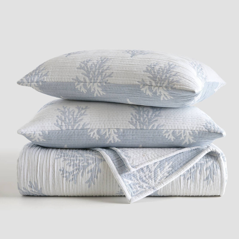 De literie pour très grand lit, courtepointe réversible en polyester bleu, Modern Home