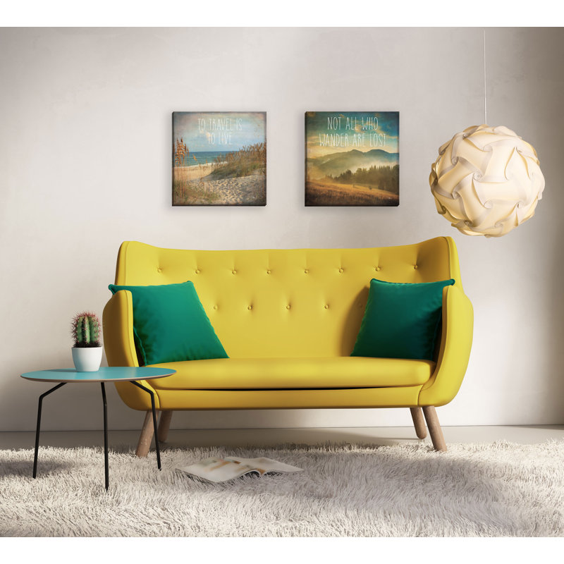 «To Travel Is To Live and Not All Who Wander Are Lost», ensemble de 2 impressions sur toiles tendues