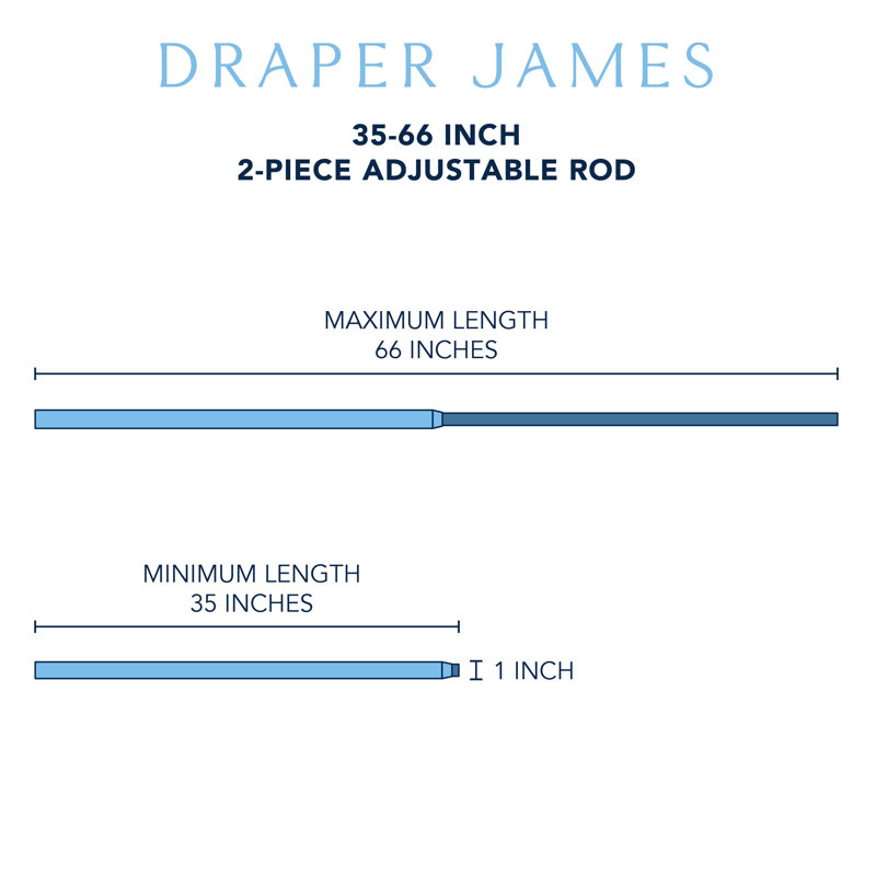 Ensemble de tringle à rideaux d'intérieur et fleuron DRAPER James Elodie, argent mat, tringle réglable 35 "à 66", 35-66