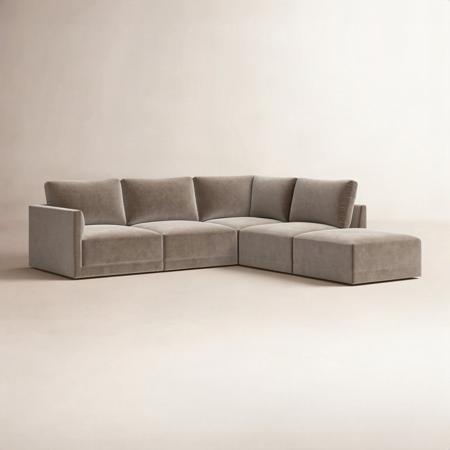Deirdre Modular Upholstered Reversible Chaise L-Sectional, Taupe