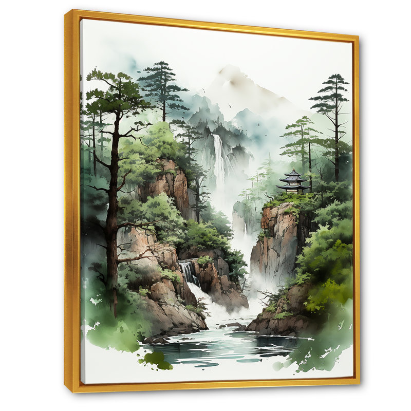 Minimalisme Cliffside Reverie I, H 32 po x l 24 po x P 1 po, Cadre flottant doré