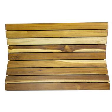 Teak Wood Bath Mat, Wooden Shower Mat for Bathroom, 24 X 16 Inch