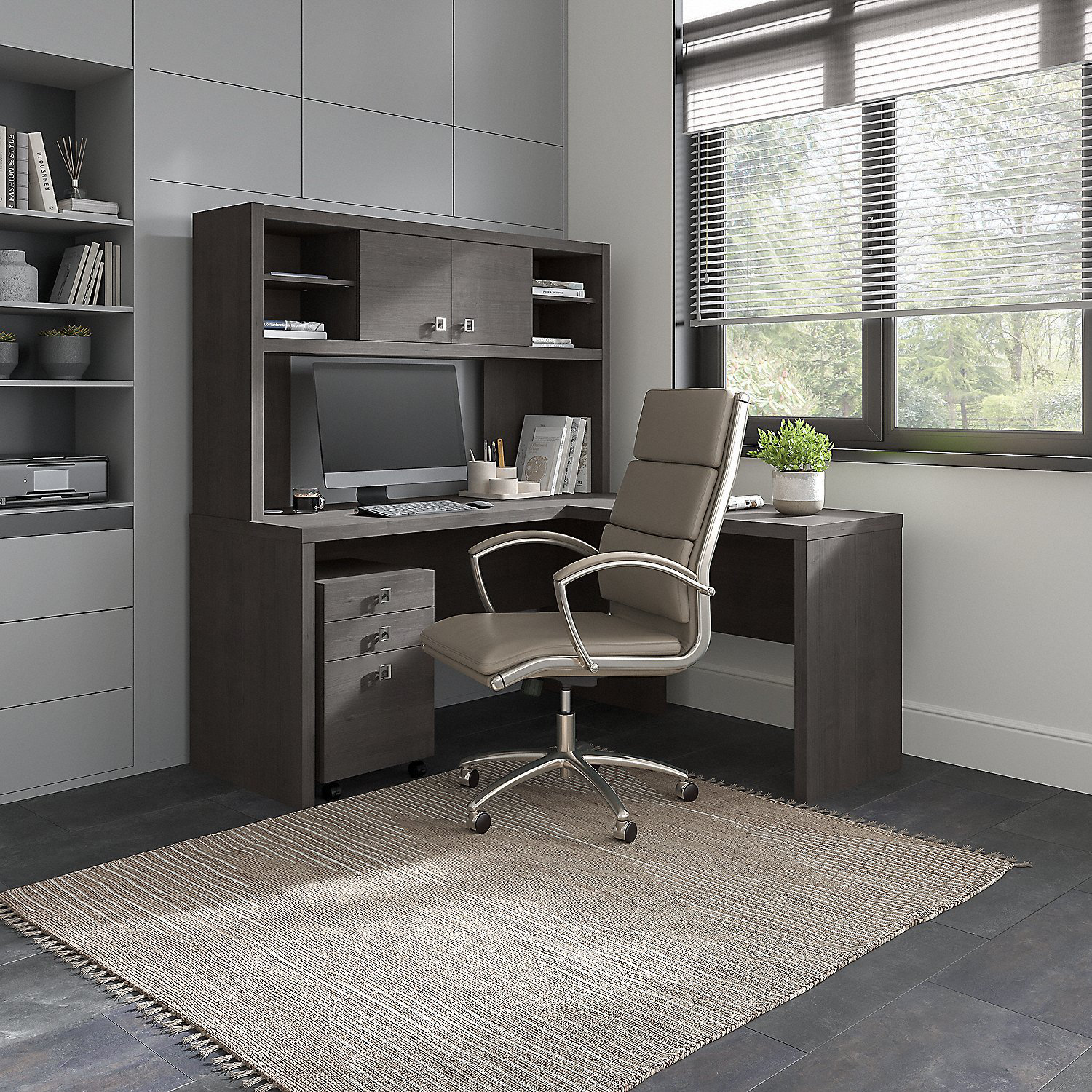 Bush Business Furniture Echo 3 Piece L-Shape Computer Desk Office Set ...