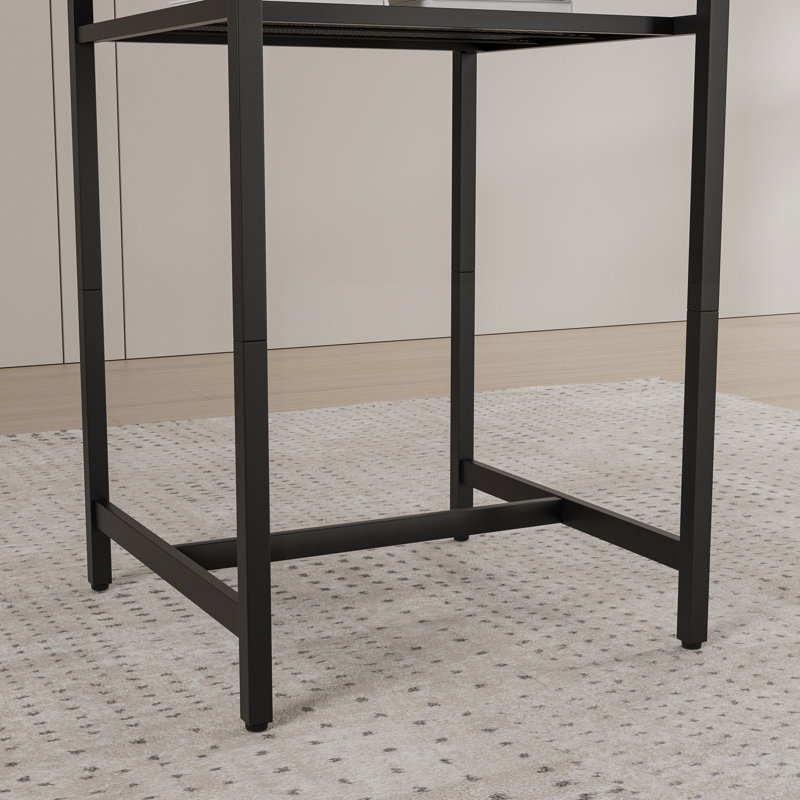 Table de bar, équipée de 2 tabourets de bar, avec dossier et cloison, Gris / Noir