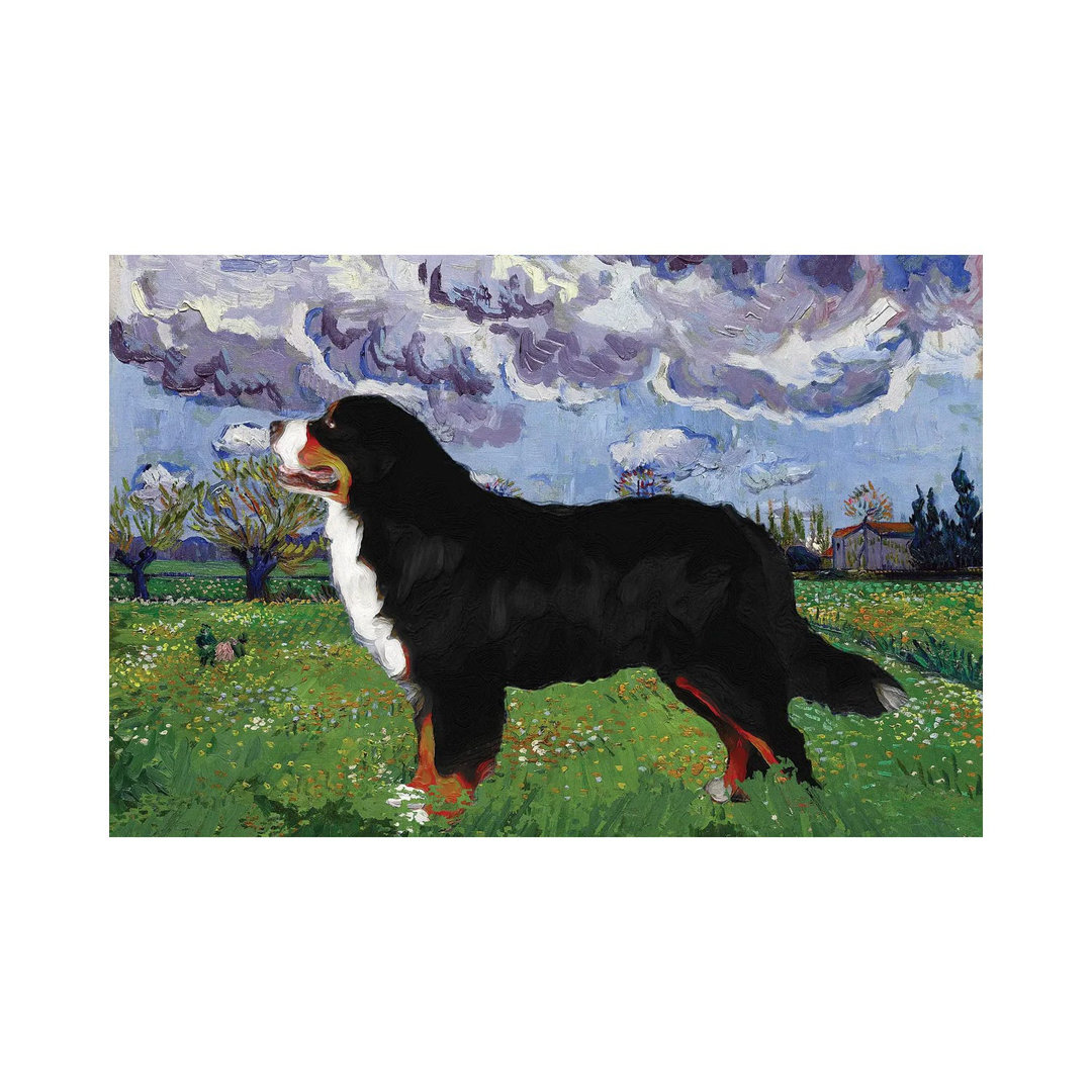 Bernese Mountain Dog Meadow With Flowers