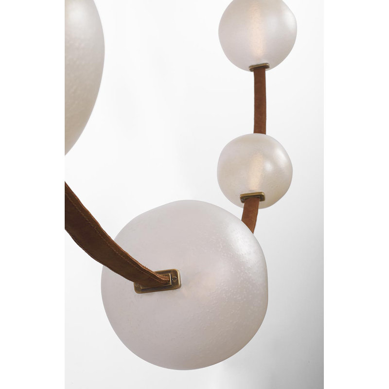 Anne-Marie Barton Dune Belted Light with Fizzy Nude Glass, Russet Suede/Mottled Brass