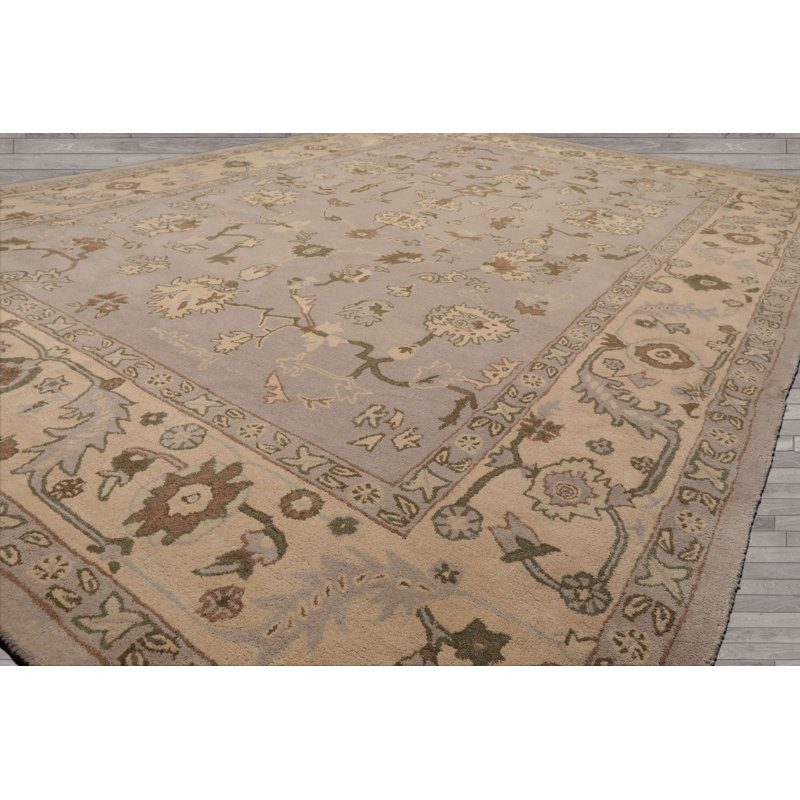 Multi Size Gray Hand Tufted Traditional Wool Oriental Area Rug, Rectangle 10' x 14'