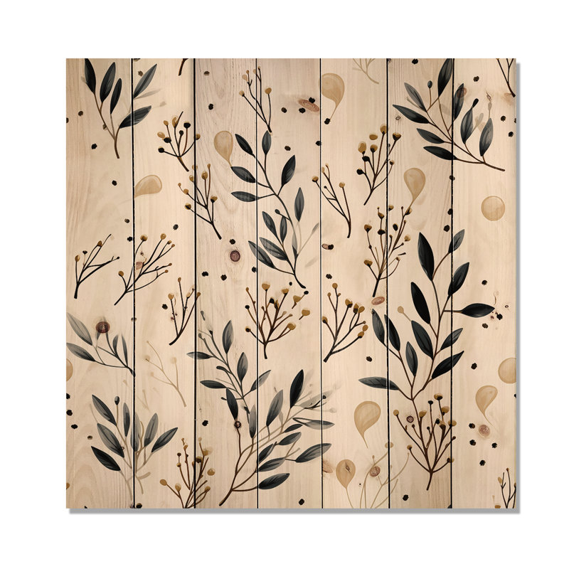 Swaffham - Art mural floral sur bois de pin naturel, H 36 po x l 36 po