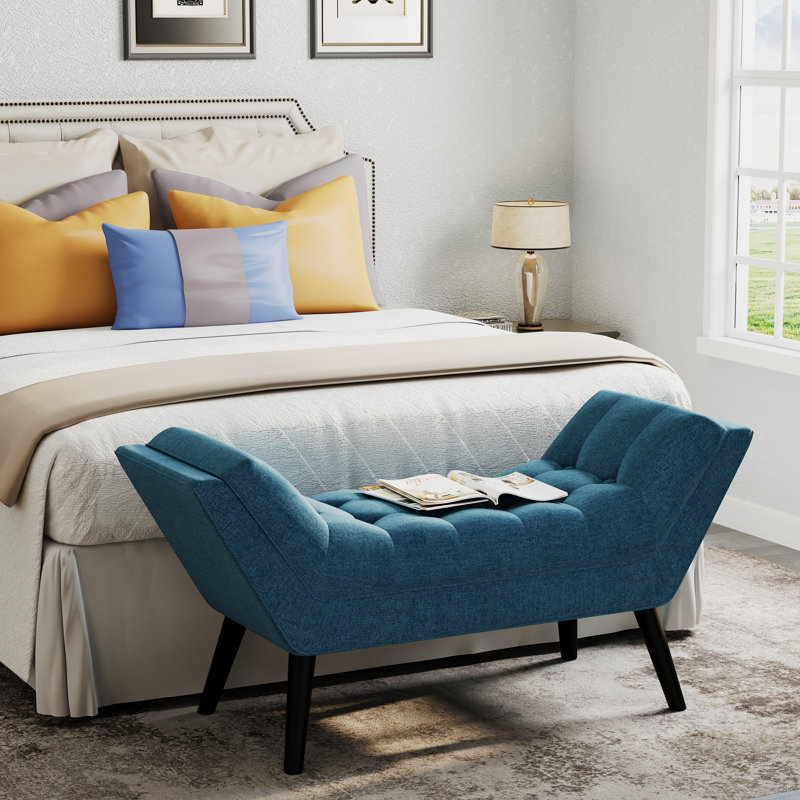 Banc rembourré Arianna, Gris, H 19,49 po x l 44,89 po x P 14,96 po