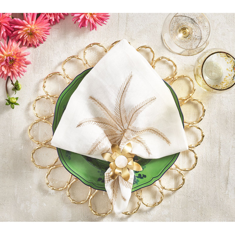 Palm Coast Linen Napkin, White/Natural