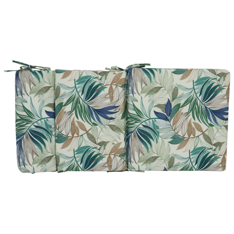 Outdoor Seat/Back Chair Cushion, 18" W x 18" D, Tan/Green/Oasis Chambray Floral