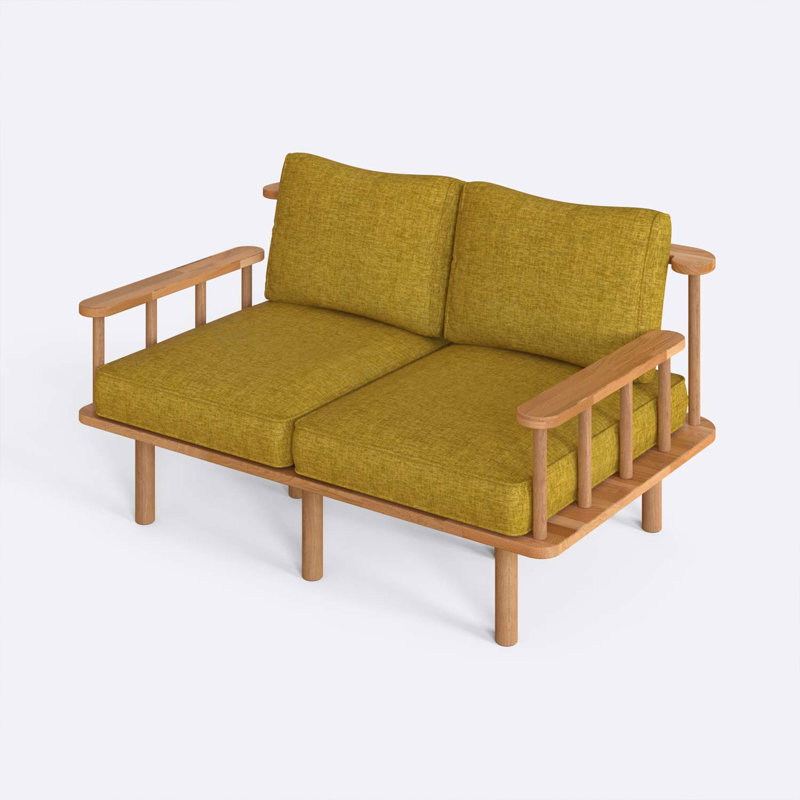 Manhattan 55.5" Modern Sofa, Solid Beech Wood 2 Seater Sofa with Linen Upholstery