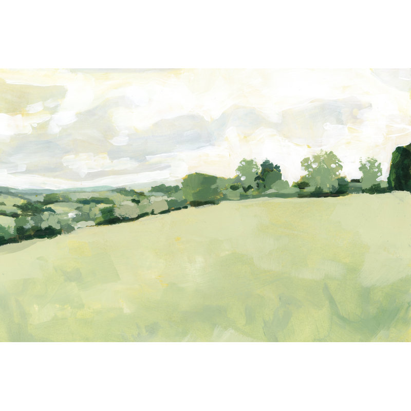 Pearly Pasture II by Victoria Barnes - Painting, 51cm H x 76cm W, Black Floater Framed