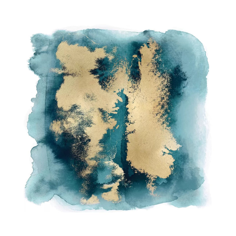 Teal Mist With Gold II by Bella Riley - Wrapped Canvas Painting, 93.98cm H x 93.98cm W x 1.91cm D
