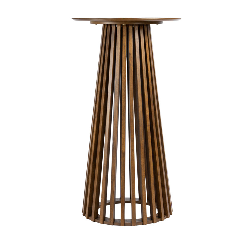 Table de bar ronde moderne de 43,5 po de hauteur, table de bar en bois massif pour la salle à manger, Noyer