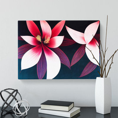 Beguiling Modern Flowers - Wrapped Canvas Print