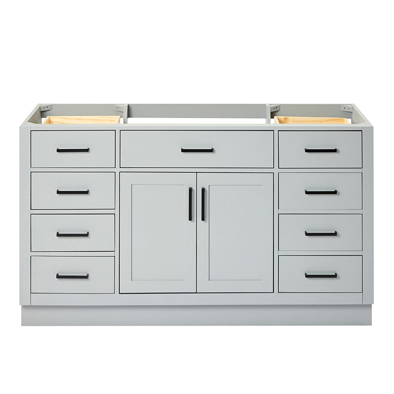 60" Single Sink Bathroom Vanity, Gray, Matte Black