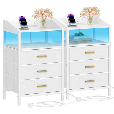 40cm W Metal Bedside Table