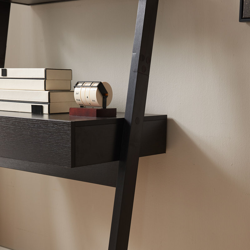 Home Office Desk Workspace Writing Table Bookcase Ladder One Drawer Two Shelves Handleless Design Modern