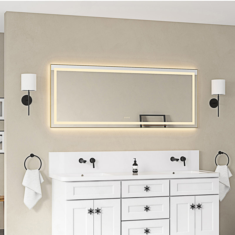Miroir de salle de bain 72 "x 28" avec avant et rétroéclairage