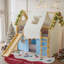 Lit mezzanine pleine grandeur pour chambre d'enfant en bois massif fantaisiste bleu classique avec glissade intégrée