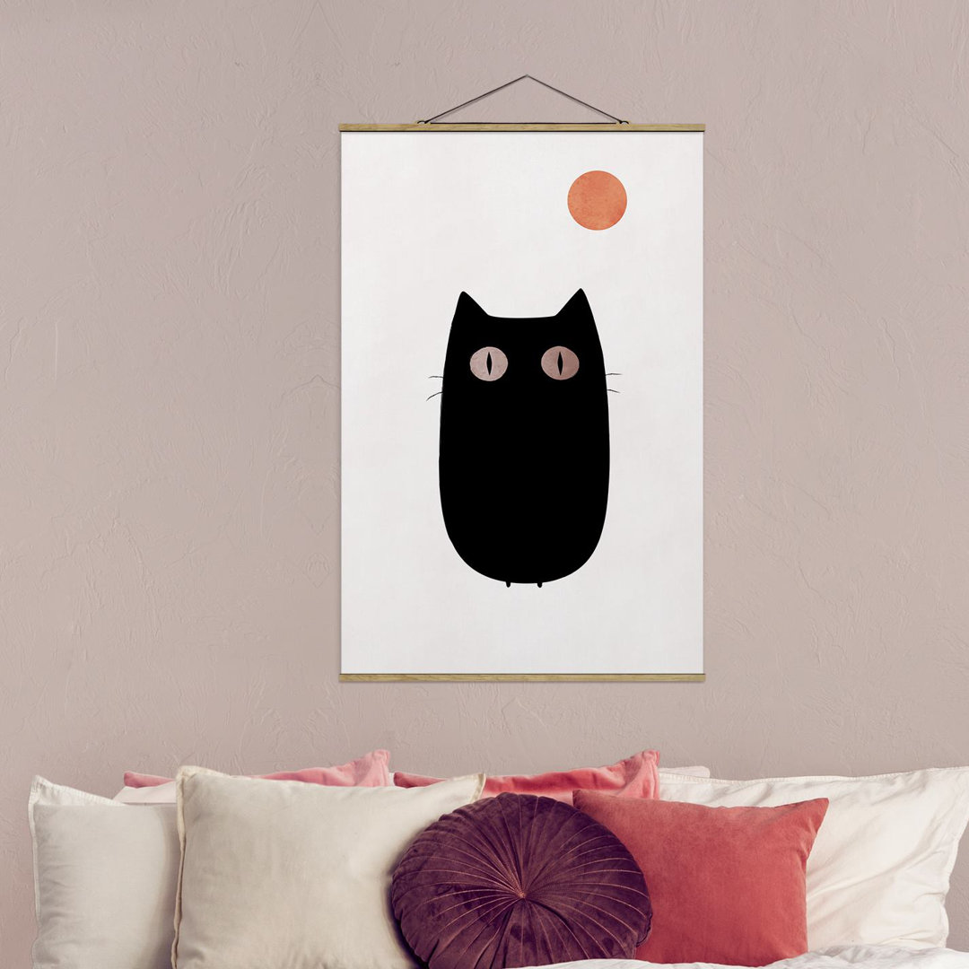 Grafikdruck Schwarze Katze Illustration