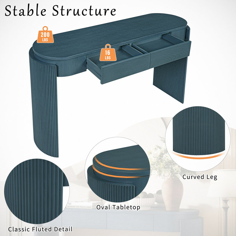 Simona 55.1'' Console Table, Blue