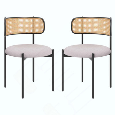 Ensemble de 2 chaises de salle à manger rembourrées Modern, chaises de salle à manger Ratback, chaises de cuisine décoratives avec pieds en métal