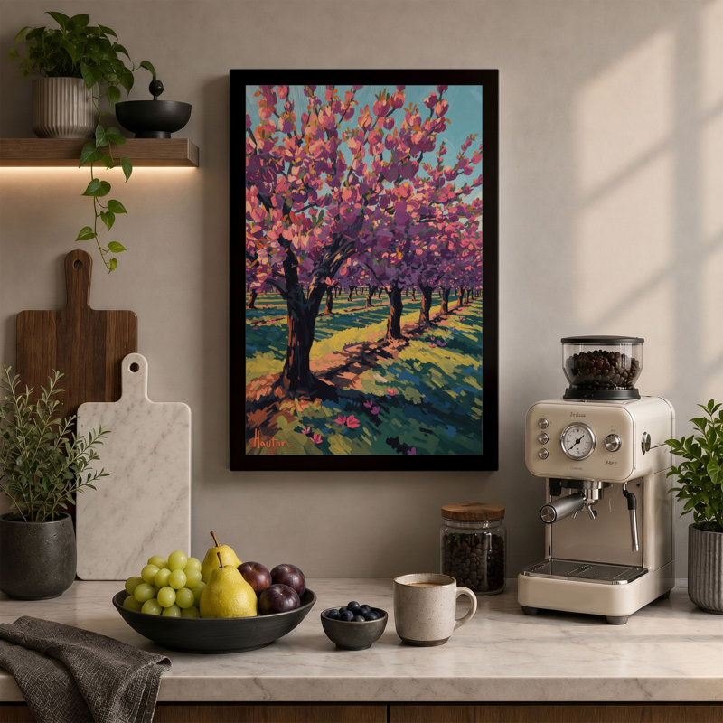 Flowering Tree Grove Botanical - Wrapped Canvas, 18x12 - 45.7 x 30.5 cm, Sage Border