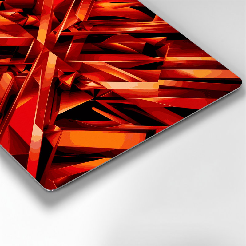«Geometric Abstraction 66», art mural en métal rouge, H 24 po x l 36 po