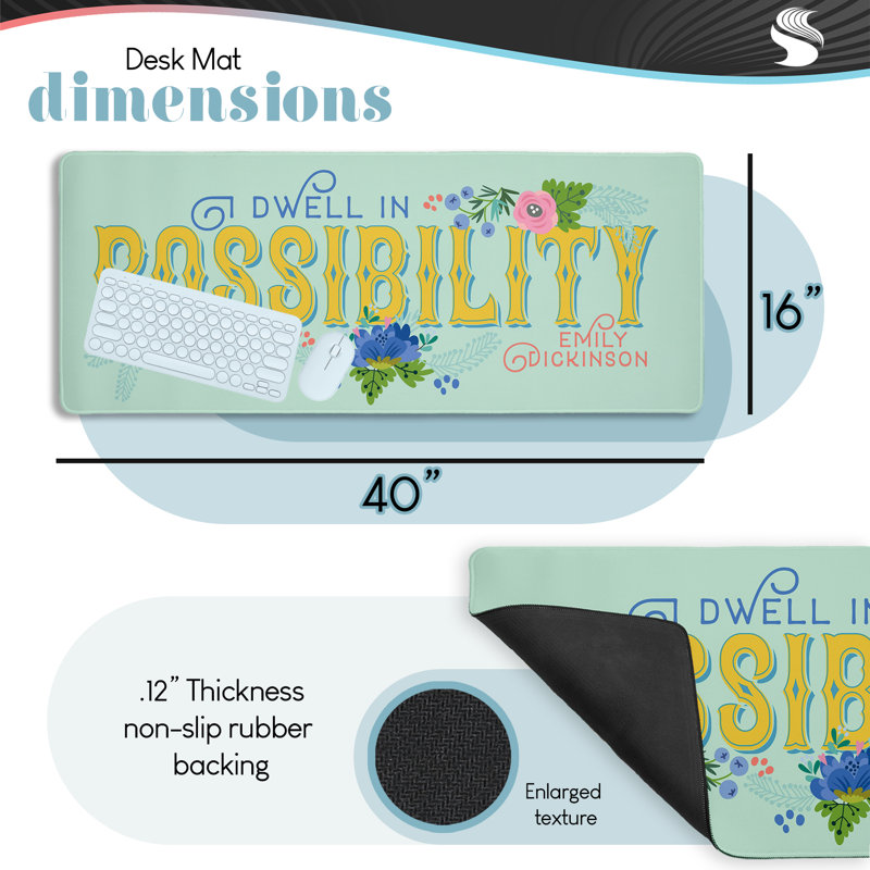 Tapis de bureau à motif de citation Dwell In Possibilité, design par Tammy Apple, 40 x 16