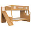 Lit superposé double au-dessus de grand lit PlayNest avec glissière et escalier de rangement pour enfants-134494032