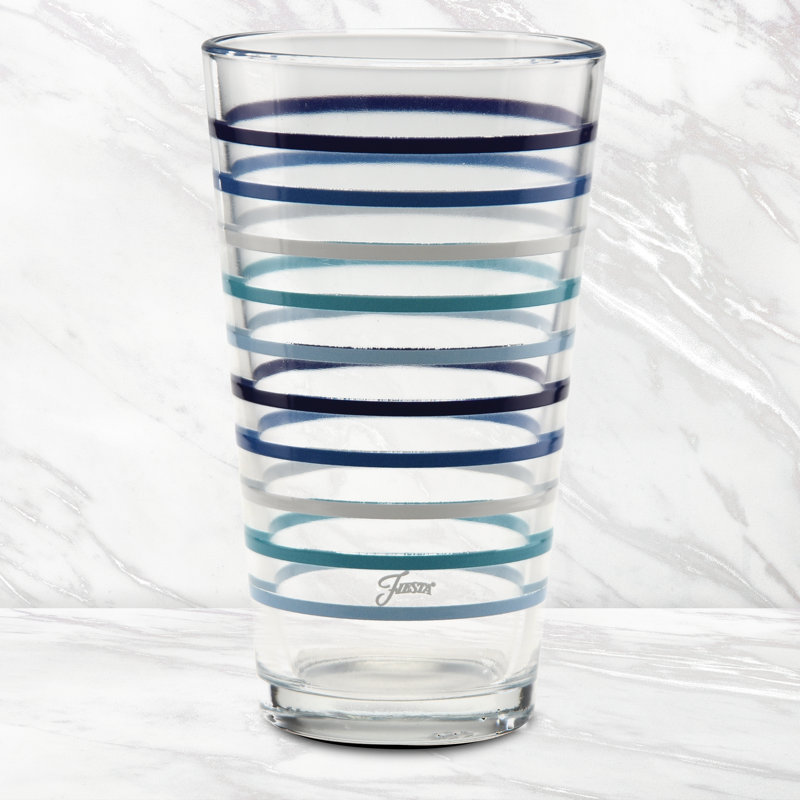 Fiesta Coastal Blues Thin Stripe 16-Ounce Tapered Cooler Glass Set of 4