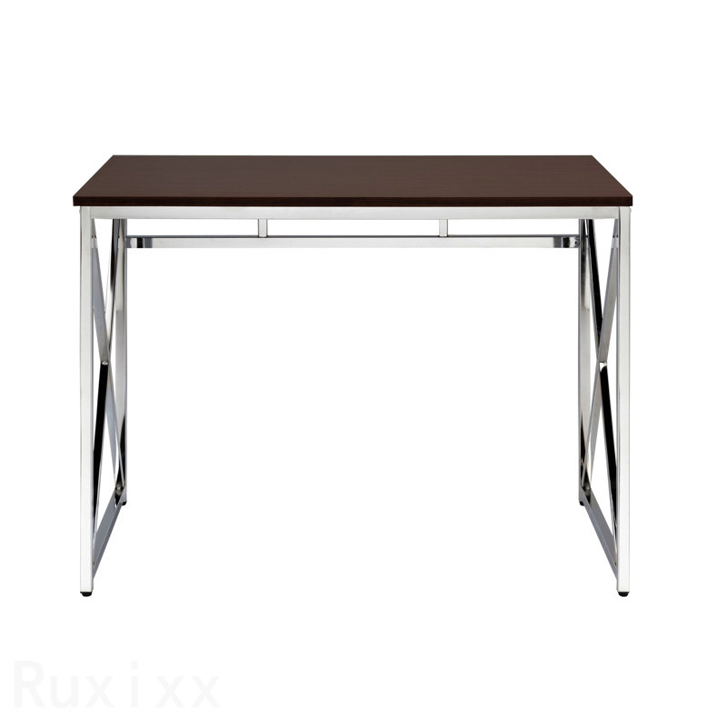 Madison Office Workspace Desk, Brown MDF/Chrome