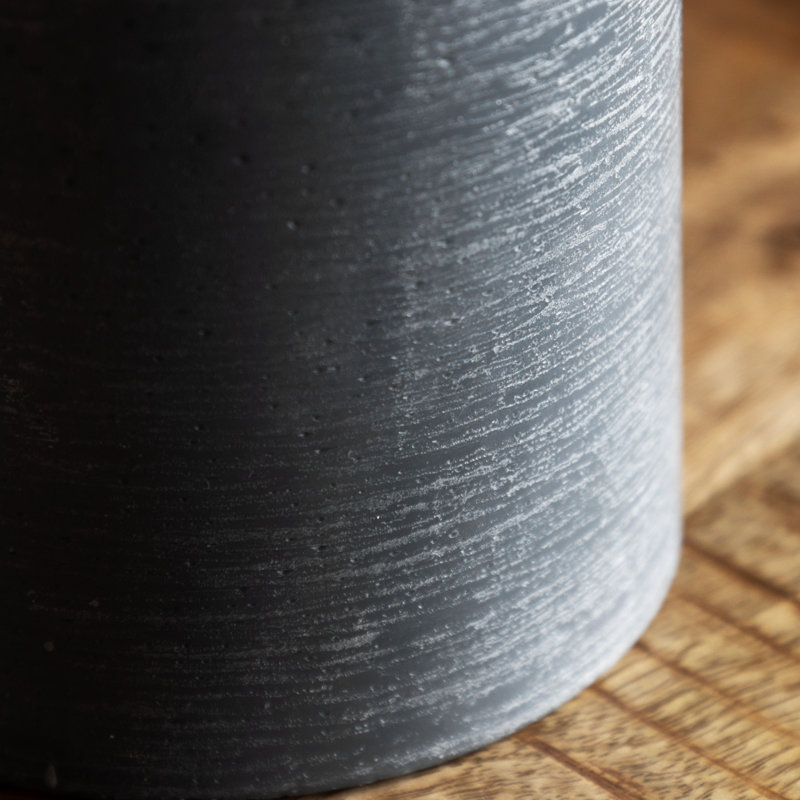 Unscented Flameless Pillar Candle with Plastic Holder, Dark Grey