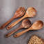 Ensemble d'ustensiles de cuisine en bois, 9 cuillères en bois de teck naturel pour poêle antiadhésive