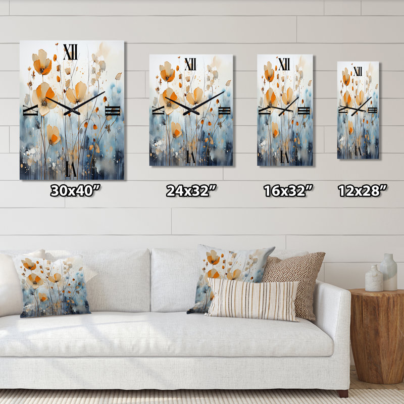 Horloge murale orange et bleu, Grand