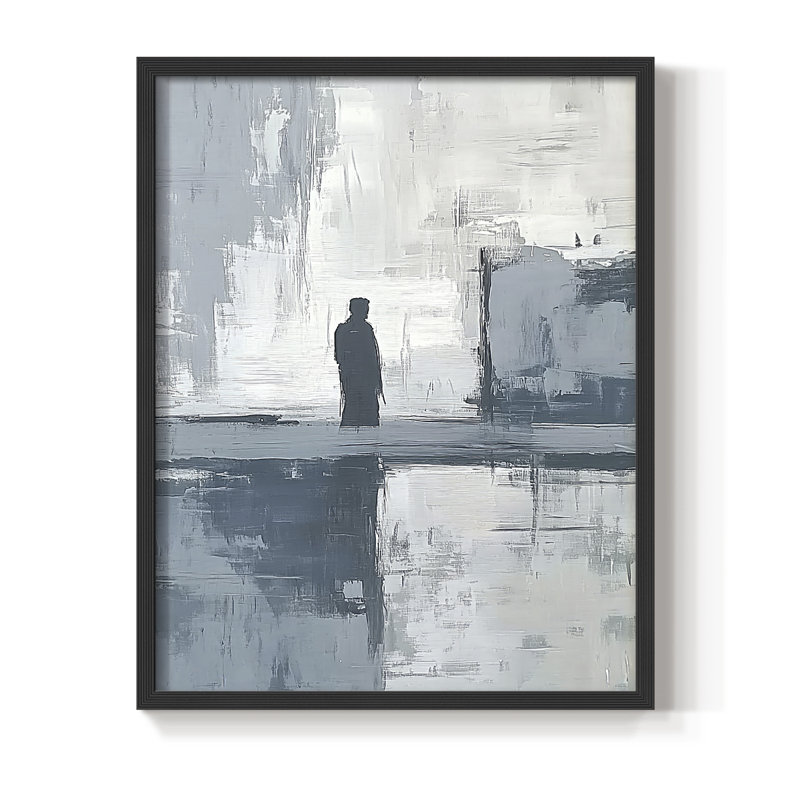 Abstrait, impression encadrée CCxxi - prêt à être accroché, H 10 po x l 8 po, Noir
