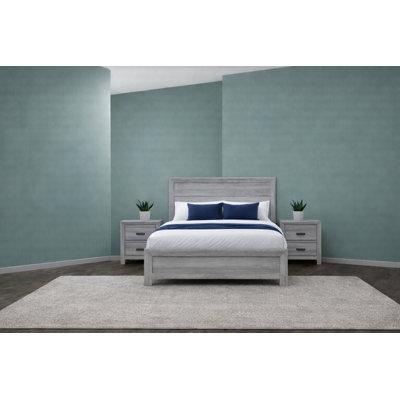 Modern Panel Bedroom Set in Light Gray Finish